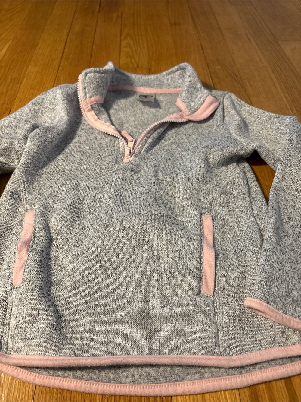 Athletic Works Heather Gray Quarter-Zip Sweatshirt with Pink Trim